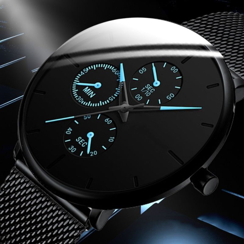 Men Watches Luxury Mens Business Watch Ultra Thin Thin Stainless Steel Mesh Belt Quartz Wrist Watch Reloj Hombre