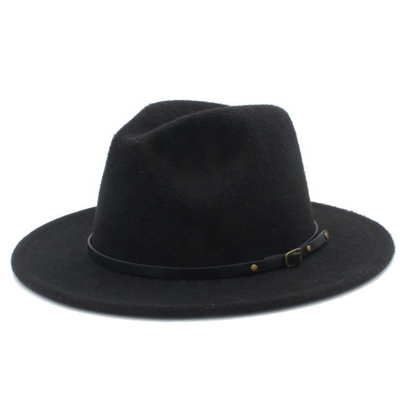 Men Women Wool Fedora Panama Hat Wide Brim Felt Church Jazz Cap Kd569