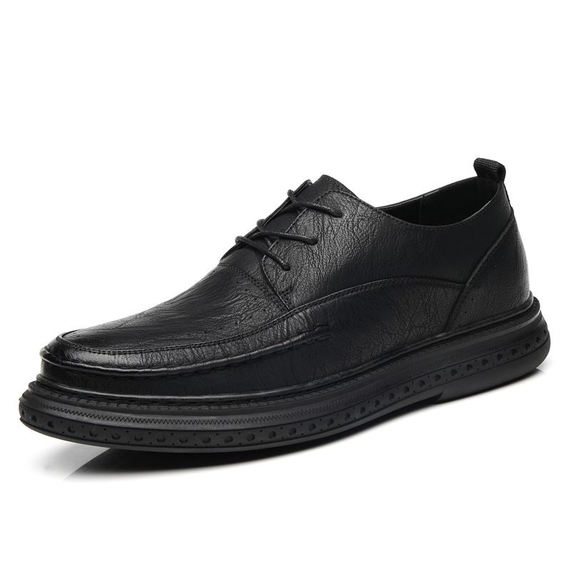 Men's Breathable British Leather Shoes Men Black Leather Shoes Slip-On Dress Shoes