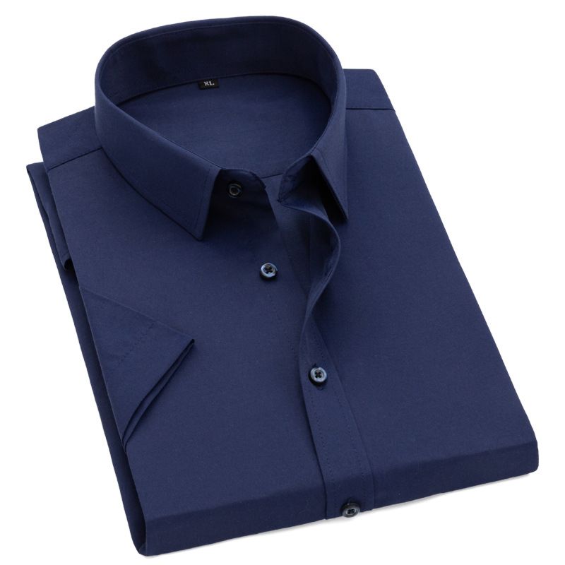 Men's Classic Fit Solid Dress Shirt Short Sleeve for Men Spread Collar White Shirt Men Fitness Formal Dress Shirts