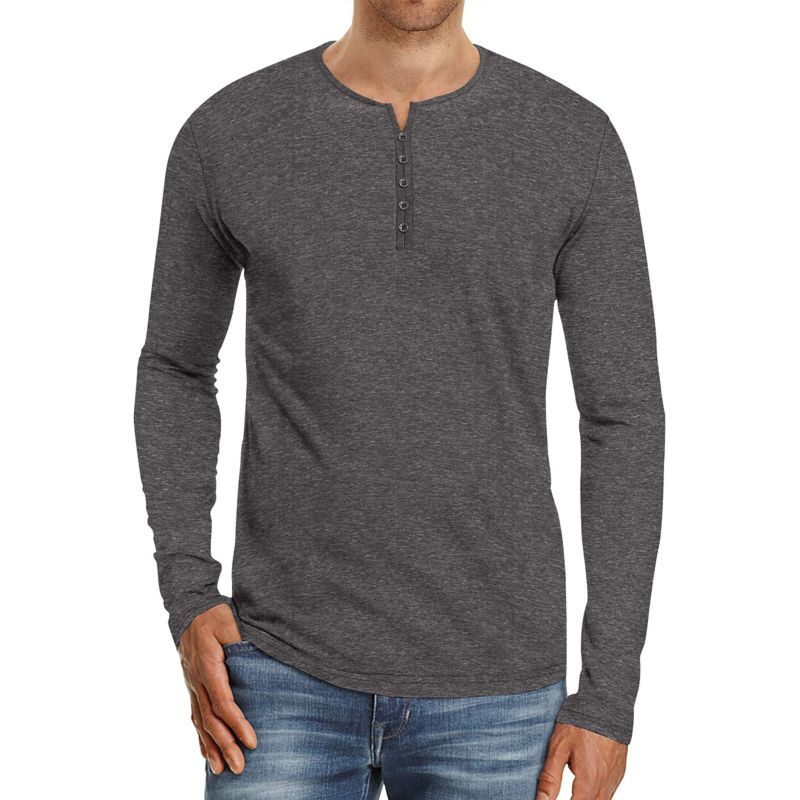 Men's Henley Shirt Long Sleeve Casual Henley Top with 5 Button Regular Fit Basic T-Shirts