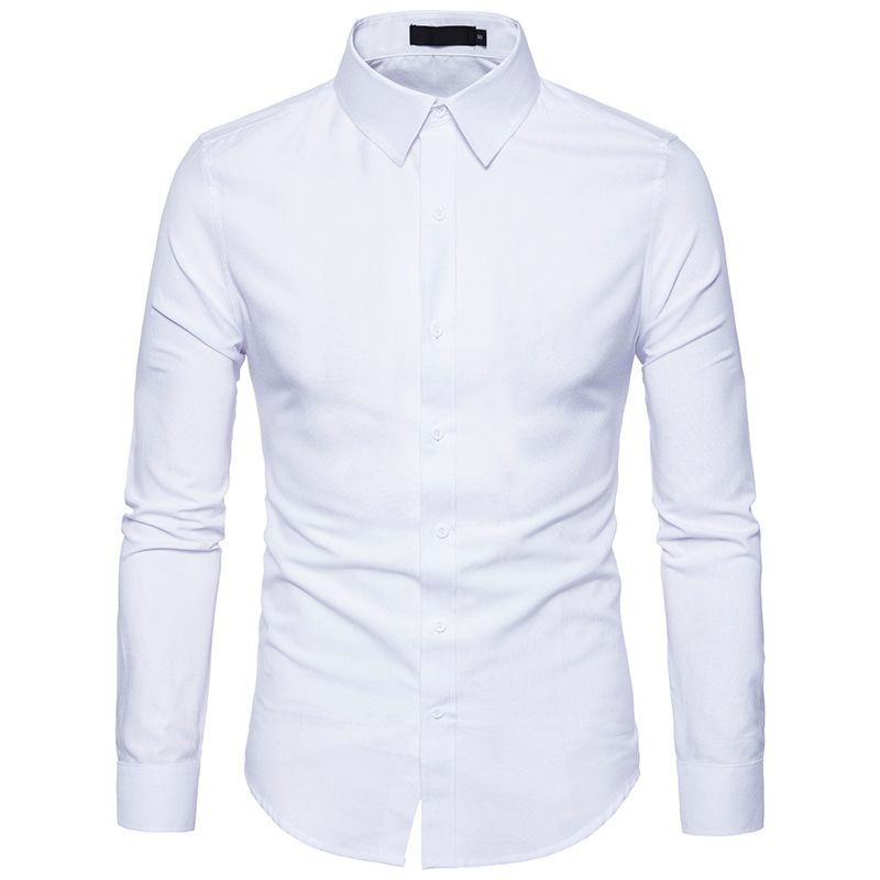 Mens Slim Fit Business Casual Cotton Long Sleeves Solid Button down Dress Shirts