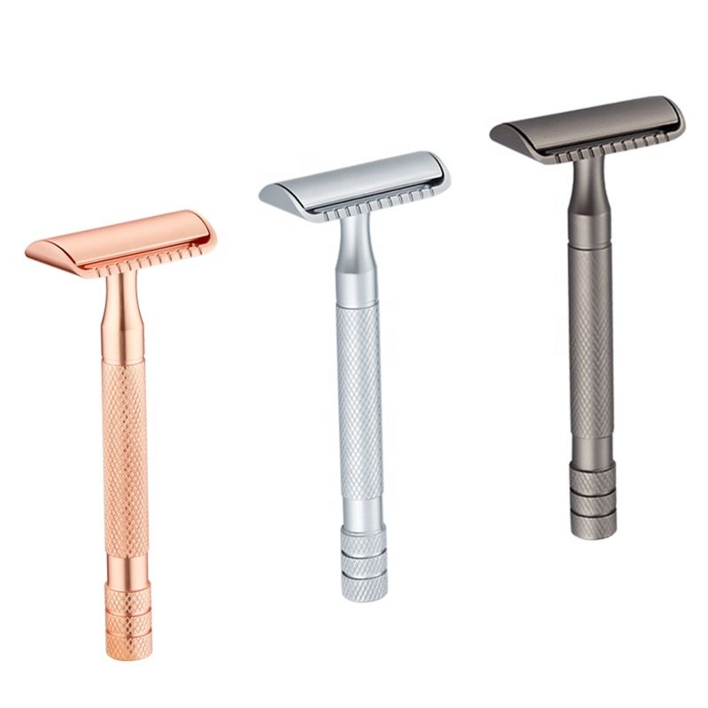 Mens Straight Blades Safety Razor Brass Stainless Steel Double Edge Shaving Razor