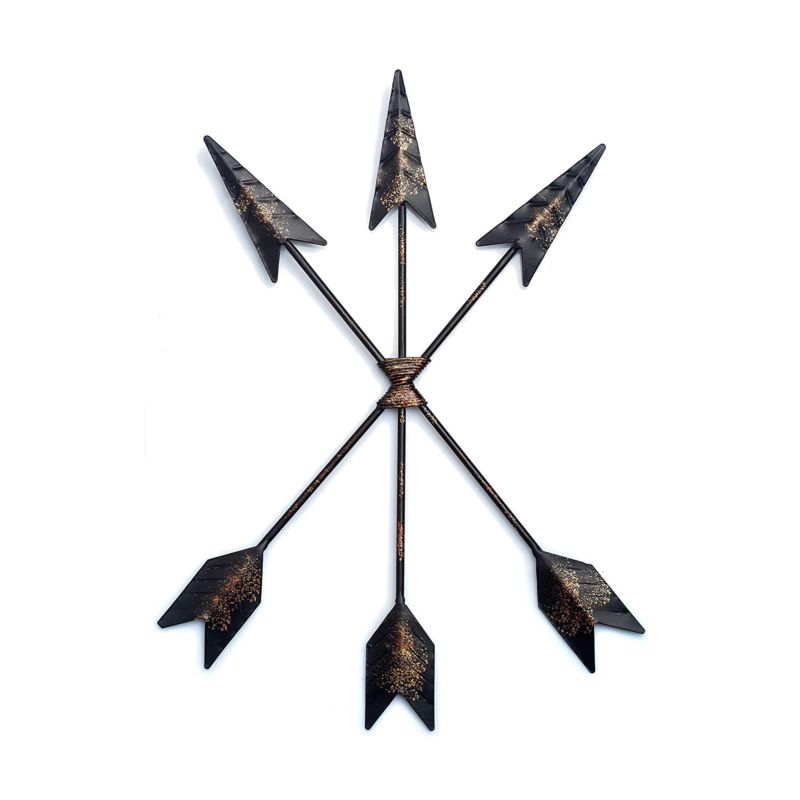 Metal Arrow Wall Decor 15'' Native American Handmade Vintage Black Cast Iron Arrow for Bedroom Living Room Hallway Indoor Decor