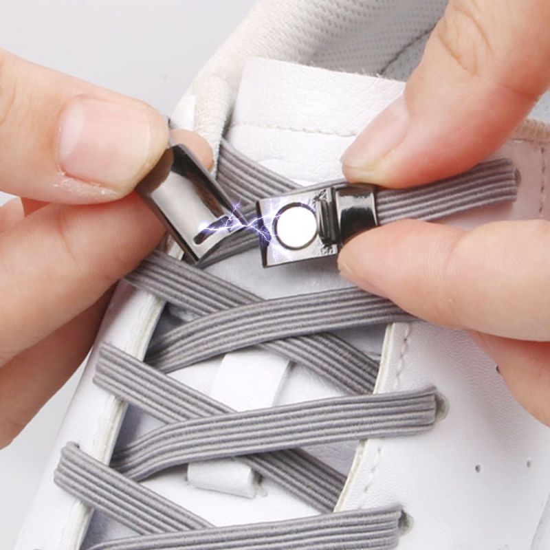 Metal Quick Easy Magnetic Lock Elastic Lazy Shoelace No Tie Shoe Laces