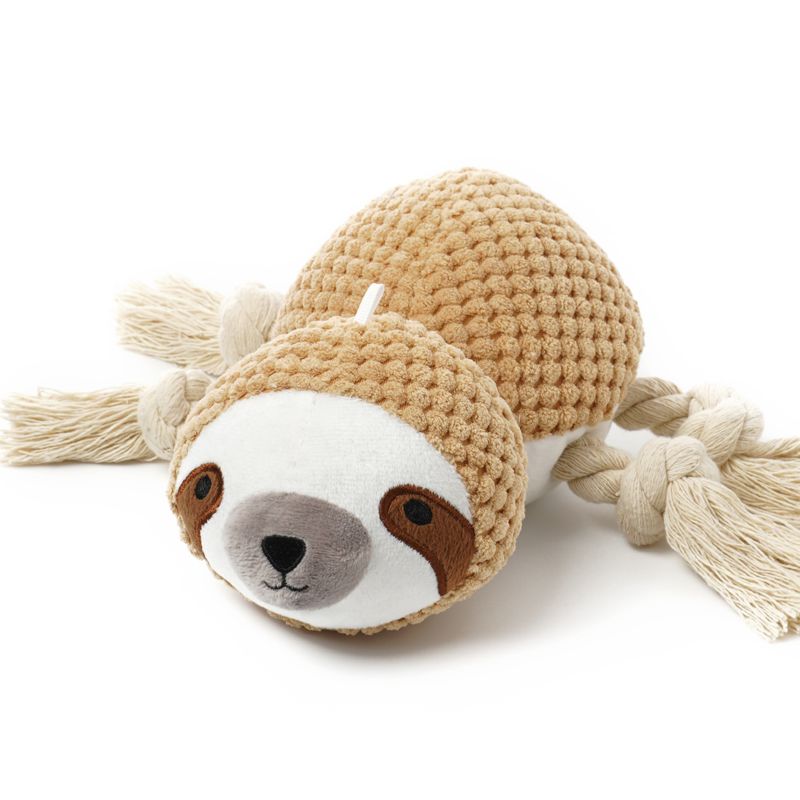 Mewajump Sloth Bradypod Pet Dog Toys Squeaky Knit Plush Stuffed Chew.