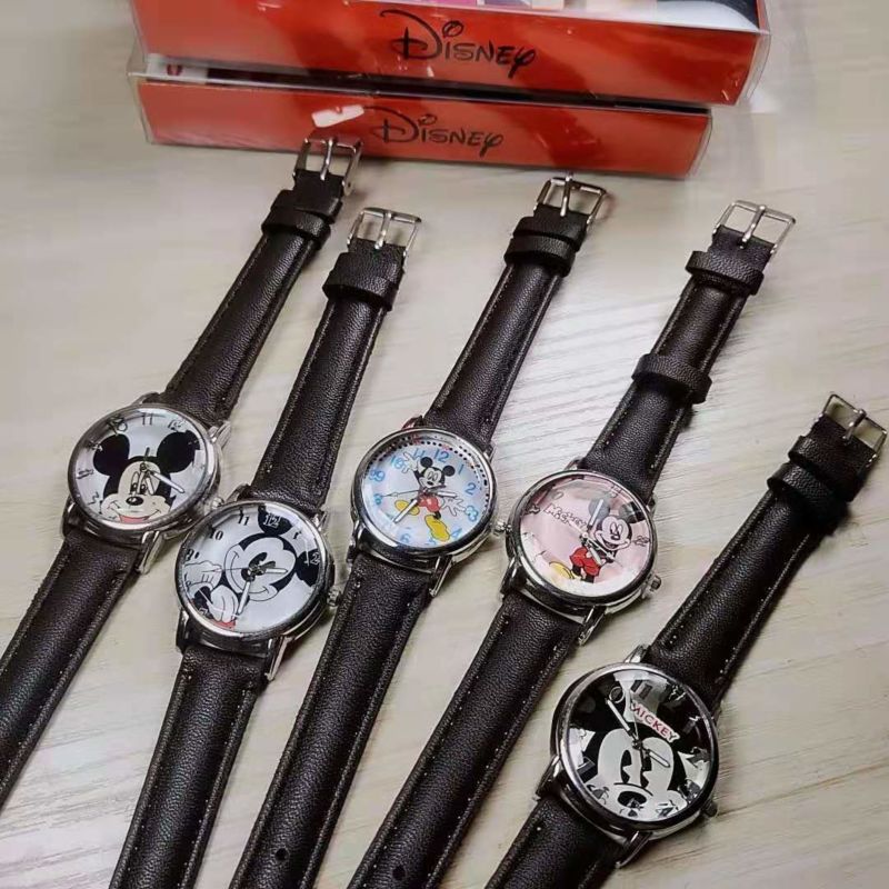 Mickey Mouse Kids Watch Children Leather Strap Quartz Watches Boy Girl Birthday Gift Clock Young Man Happy Time Top