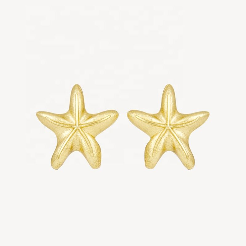 Milskye S925 Silver Jewelry for Party 18K Yellow Gold Plated Starfish Earrings