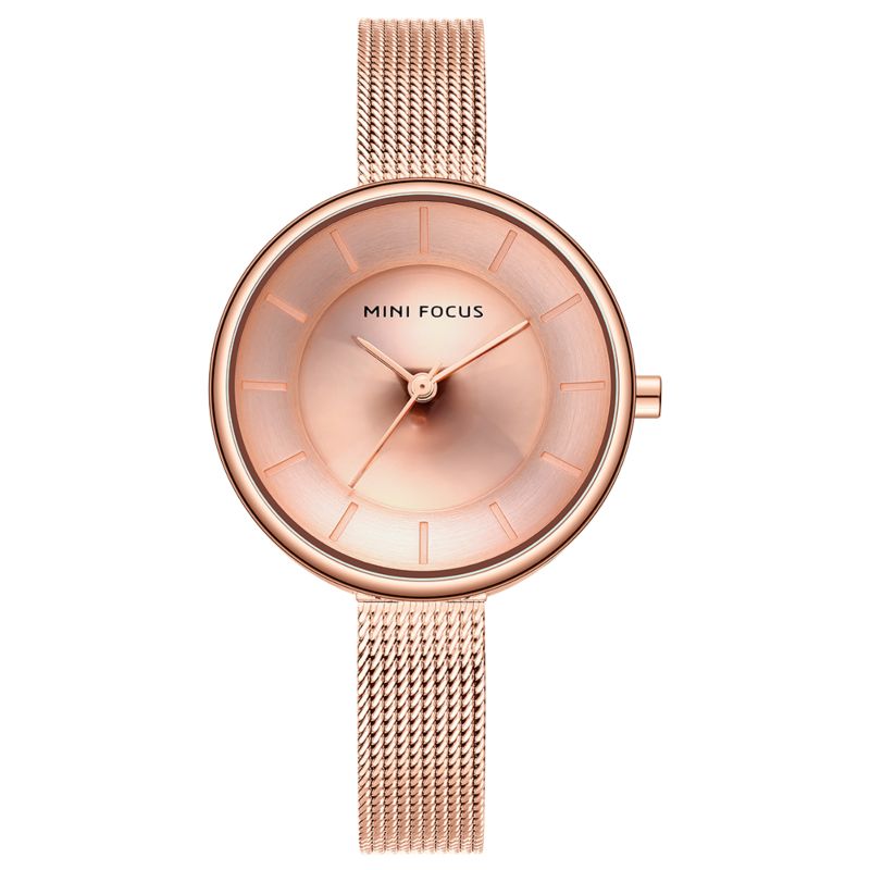 Mini Focus Mf0331L Elegant Quartz Watches for Women Luxury Top Simple Wristwatch Lady Rose Gold Mesh Strap Watch