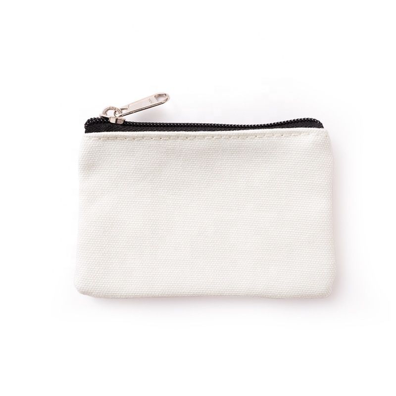 Mini Printed Zipper Plain Canvas Coin Purse with Private Label