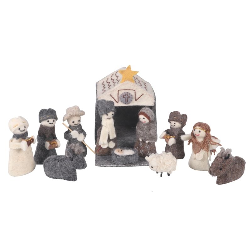 Miniature Wool Felted Christmas Nativity Set - Handmade Stuffed Felt Plush Figurines - Well Stitched Christmas Felt Stuffs