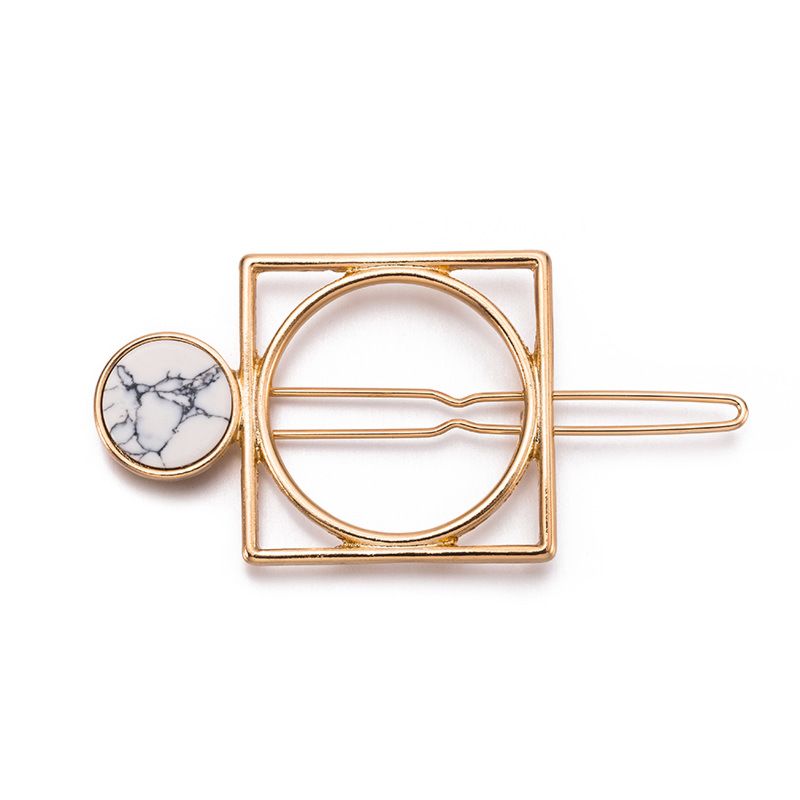 Minimalist Geometric Marble Metal Hair Pins round Rectangle Shape Hair Clips for Women Girls Hair Styling Accessories