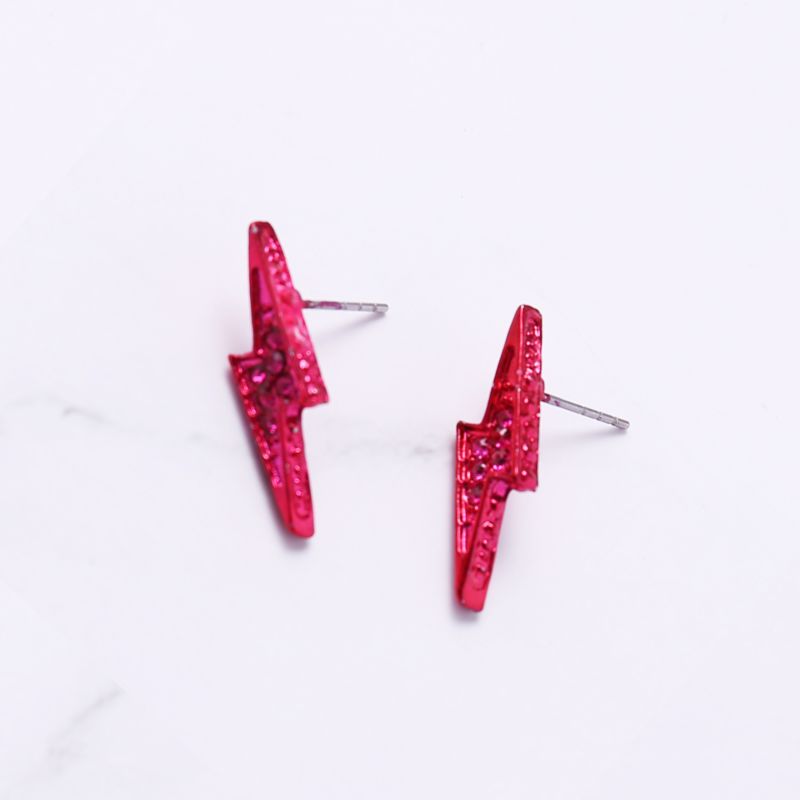 Minimalist Jewelry Red Lightning Bolt Earring