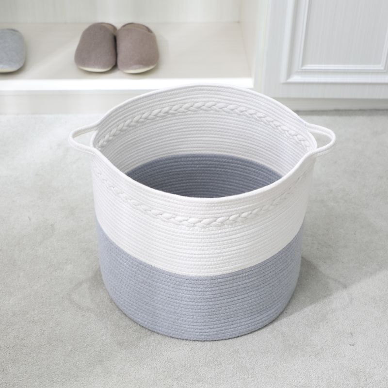 Mixed Color Decorative Tall Laundry Gift Organi Dog Toy Home Decor 100% Cotton Rope Basket Bin with Handle