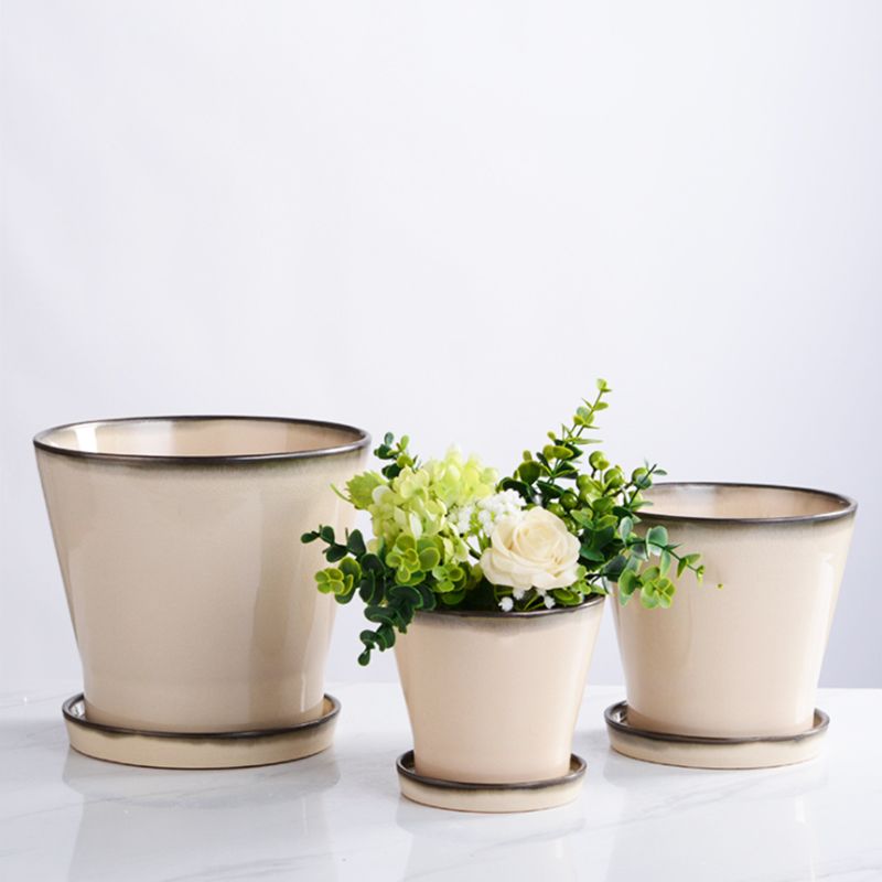 Modern 3 Set Planter Stand Plant Pots round Flower Plant Ceramic Tray for Indoor Outdoor Potted Home Decor Flower Stand