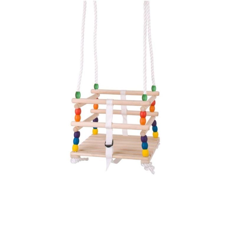 Modern Baby Wooden Indoor Swing with Adjustable Ropes