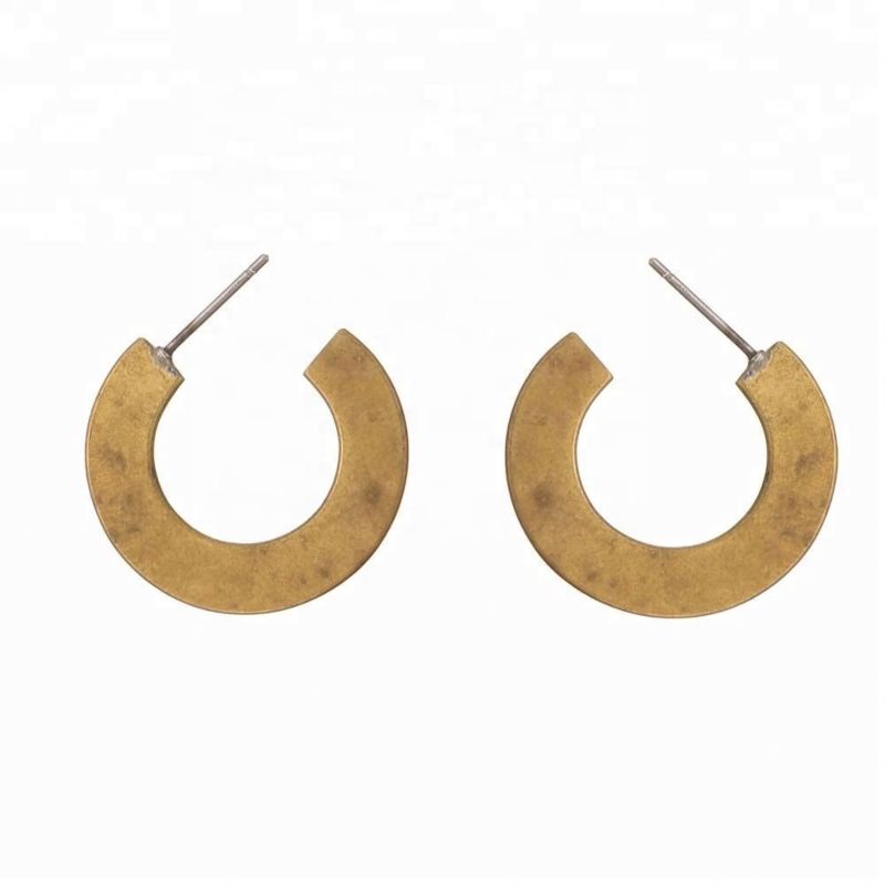 Modern Fancy Geometric C Shape Brass Stud Earrings Hoop Earrings