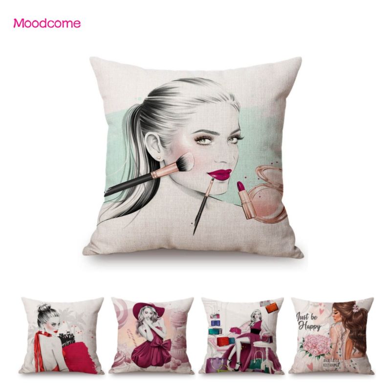 Modern Girl Elegant Lady Pretty Elite Woman Luxury Lifestyle Aesthetics Cotton Linen Sofa Pillow Case Cushion Cover Case