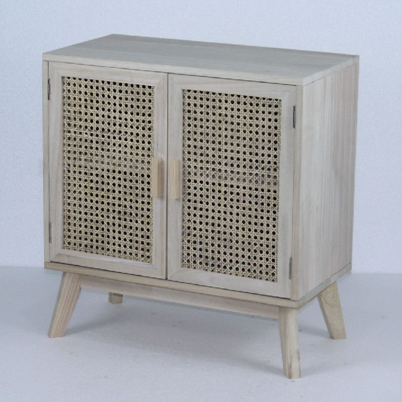 Modern Living Room Cabinets with Indonesian Rattan Designed Doors