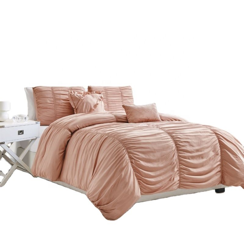 Modest Luxury 5Pc Elastic Embroidery Comforter Set with Decorative Pillows Bedding Set
