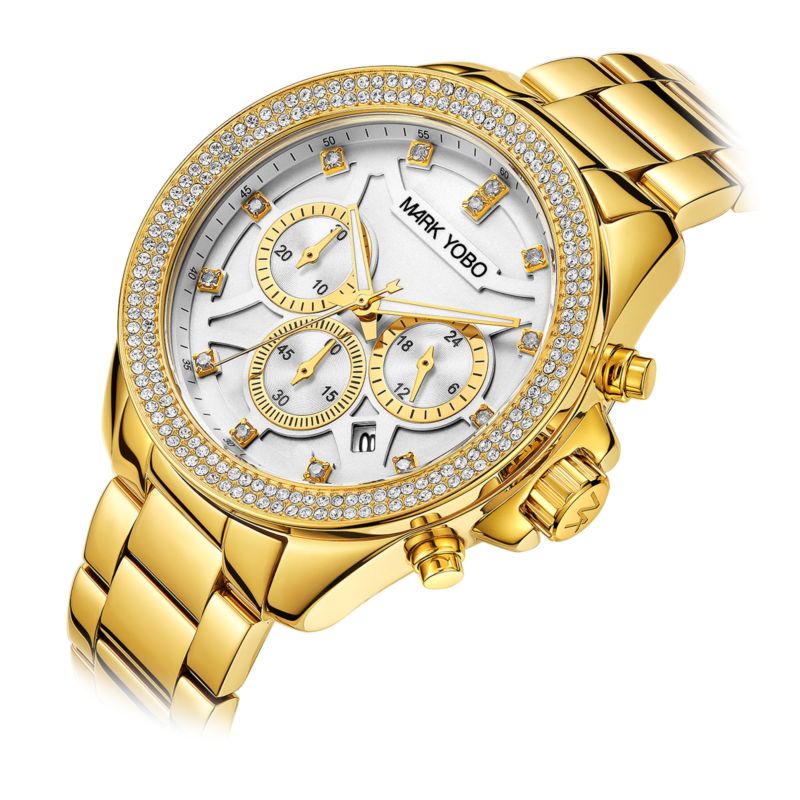 Moissanite Diamond Bling Wrist Quartz Stainless Steel Luxury Natural Men Women Glass round Crazy Watch