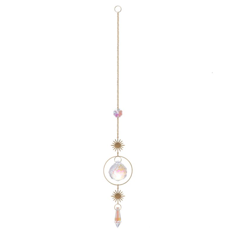 Moon Wind Chime Crystal Prism Hanging Chandelier Engraved Sun Catcher Prisms