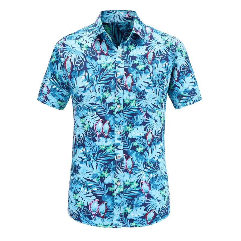 Most Hawaii Short Sleeve Flower Printing Shirt Cotton Beach Mans Shirts