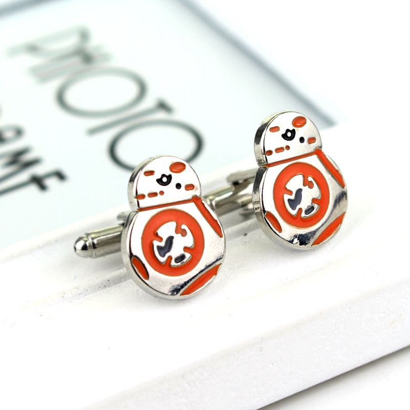 Movie Jewelry War Star Bb8 Robot Enamel Metal Cufflinks