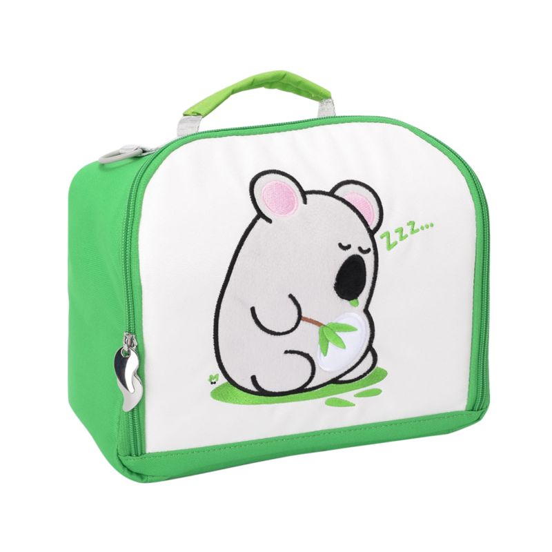 Multifunctional Green Koala Printed Picnic Thermal Lunch Bags Crossbody Handcarry 2-Way Bag for Student