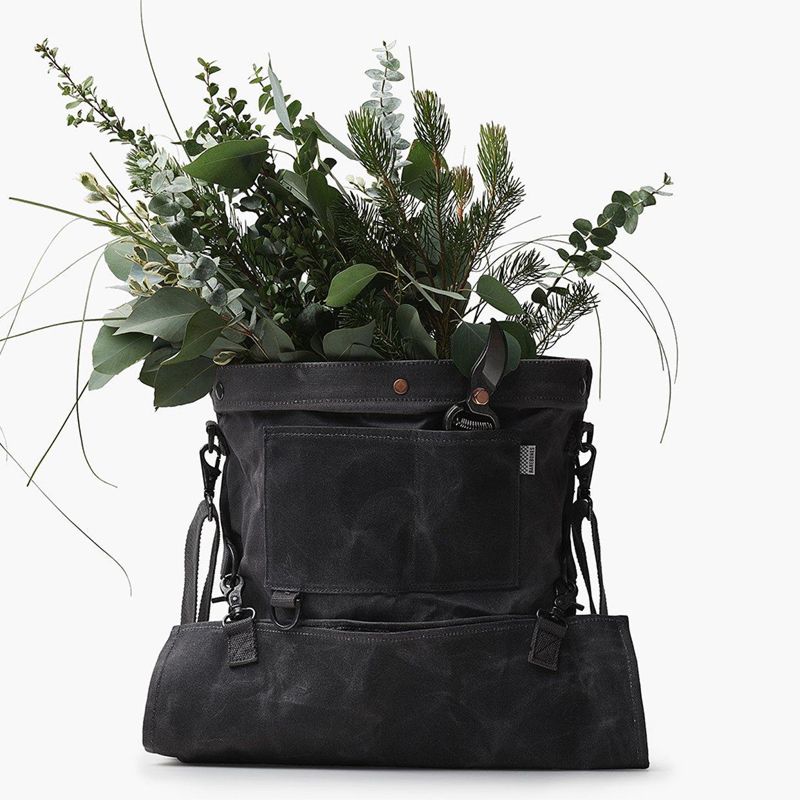 Multifunctional Waxed Canvas Large Roll up Garden Picking Apron Fruit Harvesting Gathering Bag