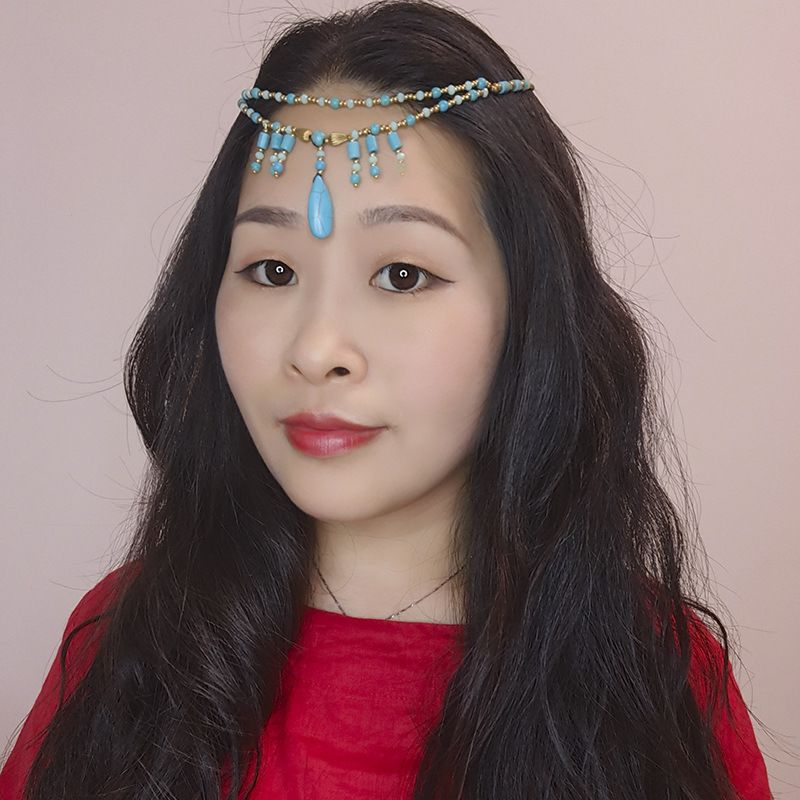 Muxi Bohemian Turquoise Forehead Cross-Border Antique Hanfu Tassel Hair Accessories