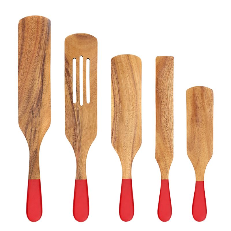 Natural Acacia Spatula Set Wood Spoons for Cooking Spurtles Kitchen Cooking Utensils