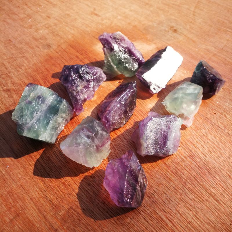 Rainbow  Fluorite Chunks Loose Stone Natural Mineral Stone Beads