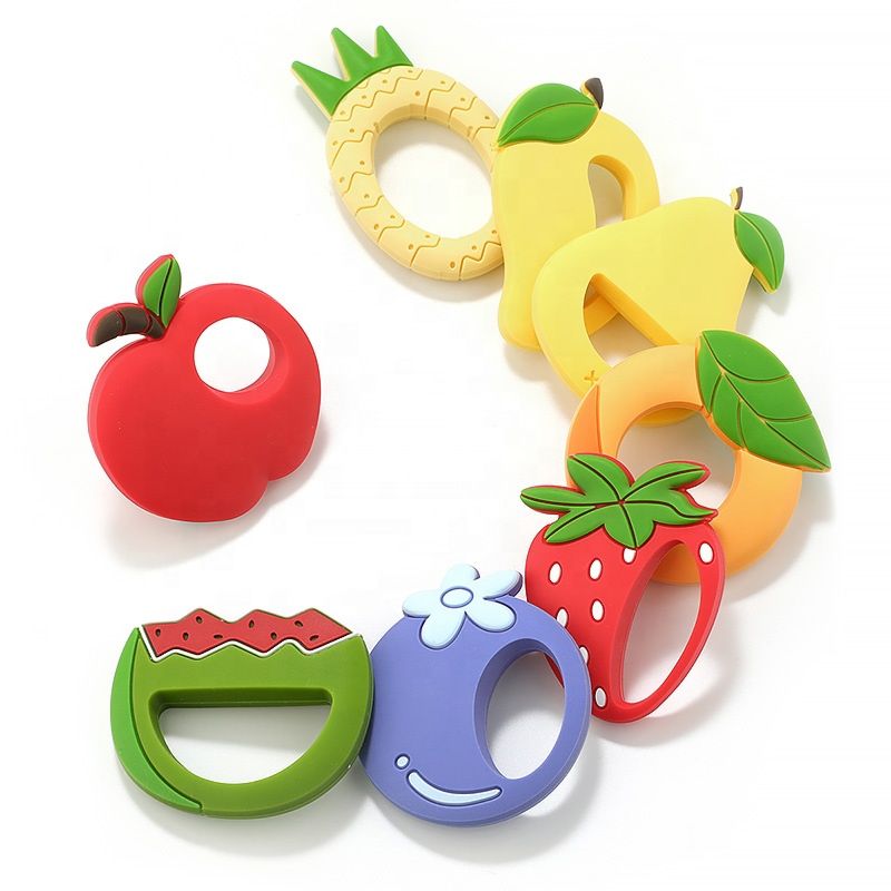 Newborn Fruit Soft Bpa Free Food Grade Chewing Teething Toy Baby Silicone Teethers Set