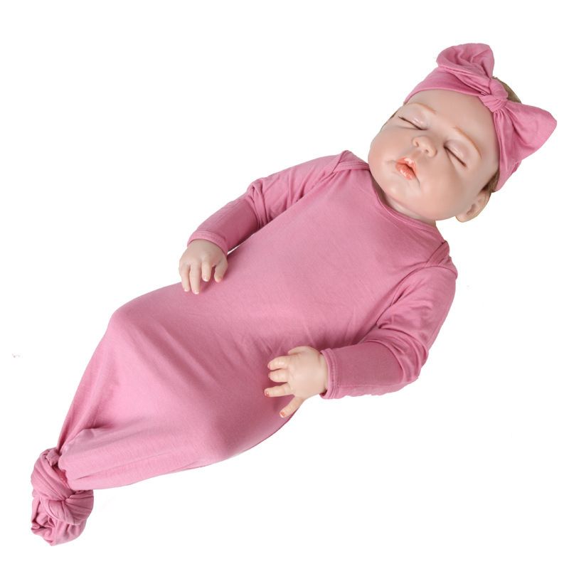 Newborn Modal Nightgown Long Sleeve Knotted Baby Sleeping Bags Baby Gown
