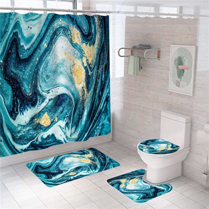 Nice fashion bathroom printed 4 pieces bathroom curtain set