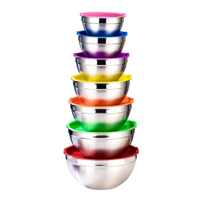Non Stick Ramen Bowl Pet Modern Dishwasher Salad Safe Stainless Steel Mixing Bowls with Lids Prep Bowls 7Pcs Set