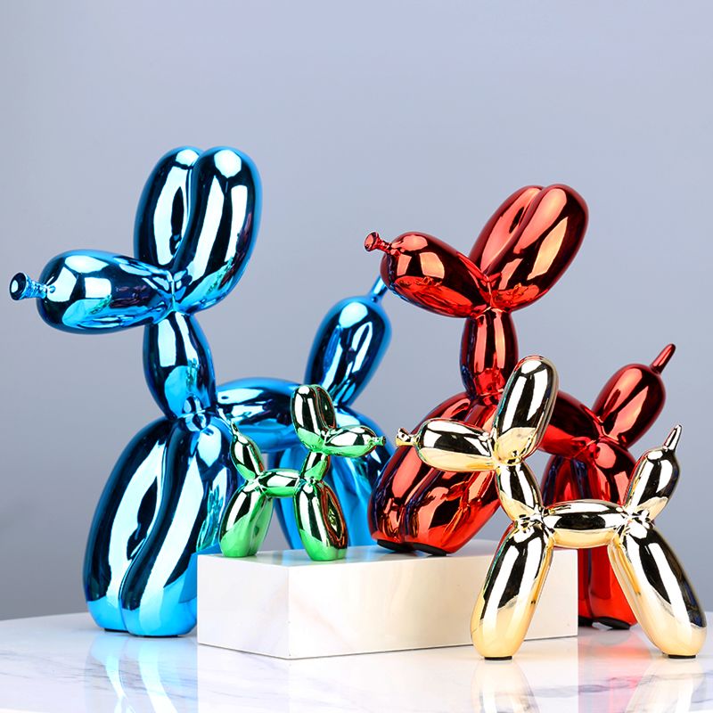 Nordic Resin Dog Crafts Electroplating Balloon Dog Sculpture Home Decorations Modern Living Room Desktop Animal Decor Ornament