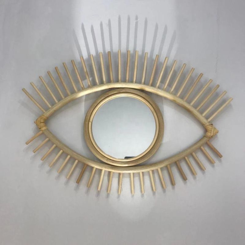 Nordic Style Eye Bamboo Rattan Cane Mirror