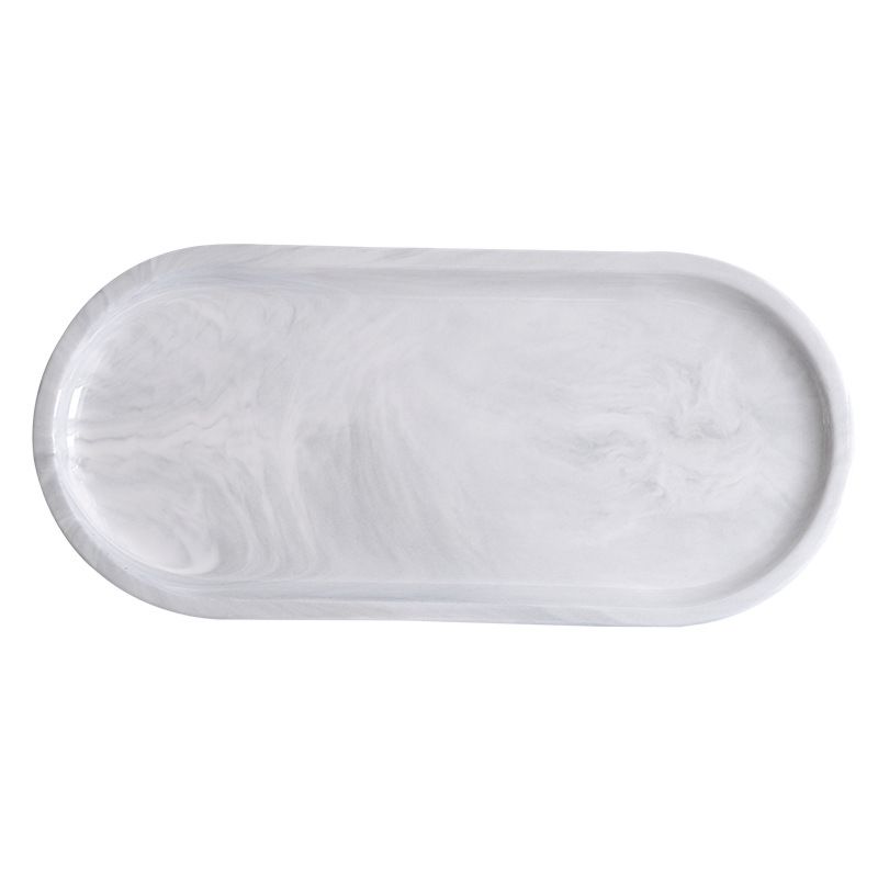 Nordic Western Food Plate Creative Marble Fish Plate Simple Melamine Frosted Oval Dish Dessert Plate
