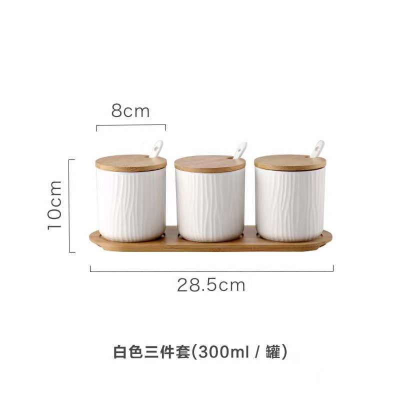 Nordic White Design Set of 3 Ceramic Storage Jar for Kitchen