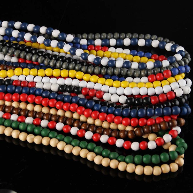 Nw1004 Long Wrap Wooden Wood Beaded Boho Hiphop Necklace
