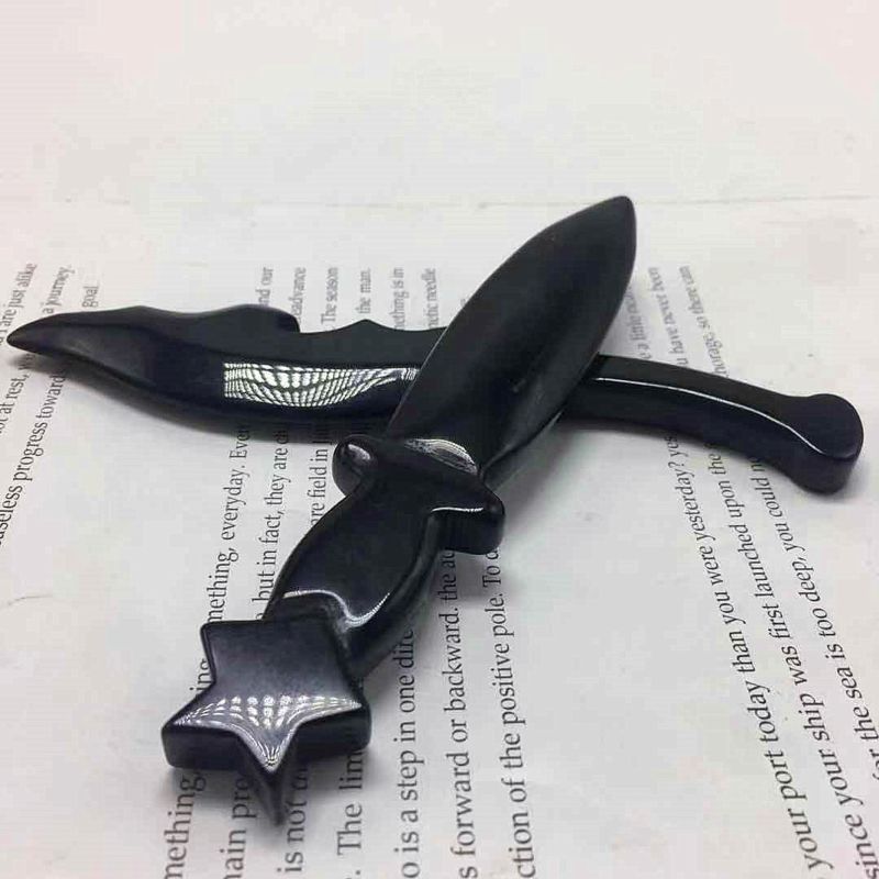 Obsidian Carved Crystal Knife for Folk Crafts
