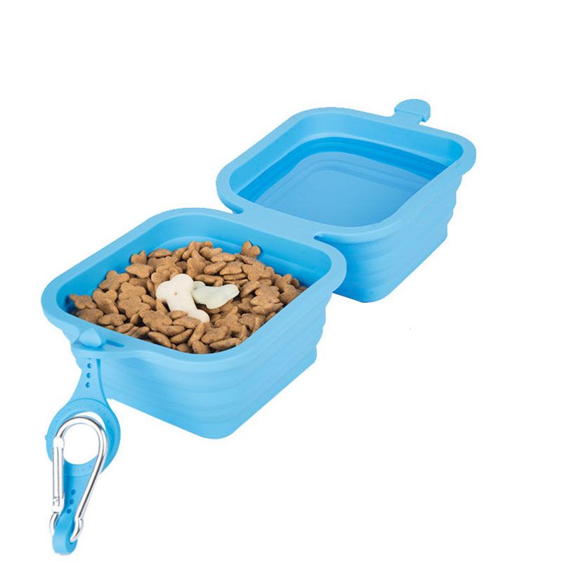 Outdoor Portable Dog Collapsable Bowl Dog Foldable Bowl Dog Bowls Silicone 2 in 1 Foldable