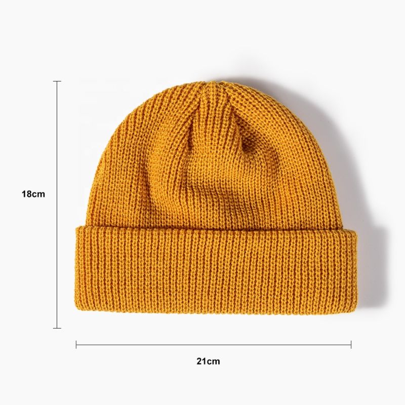 Outdoor Slouchy Running Knitted Ribbed Beanie Hat Acrylic Cuffed Knit Fisherman Beanie Hat