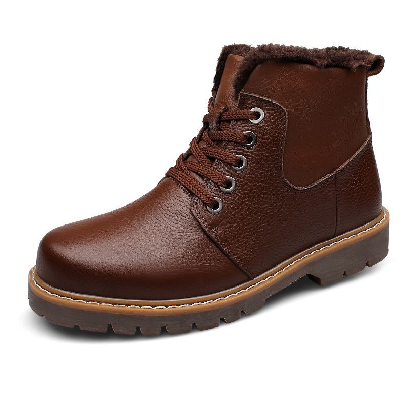 Outdoor Waterproof Leather Ladies Warm Snow Boots Casual Men Women Ankle Boots Shoes