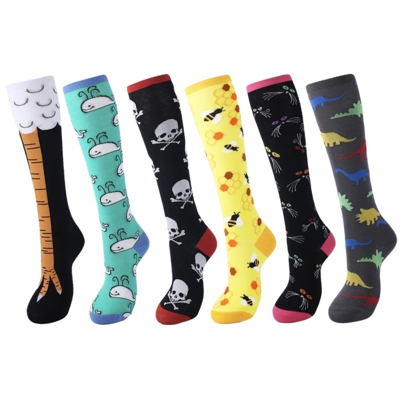 over the Knee High Cotton Women Long Socks Happy Colorful Harajuku Cute Animal Pattern Ladies Long Socks Cotton Socks