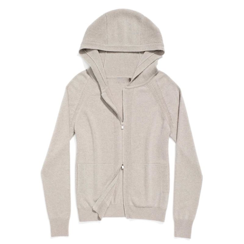P18B084Ch Unisex Long Sleeves Knit Wool Cashmere Zipper Hoodies Cardigan Sweater Warm Top Coat