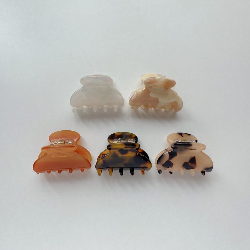 Package Plastic Shell Curved Leopard Small Hair Clamp Clips Hairclips Cellulose Acetate Kids Mini Hair Claws for Babies