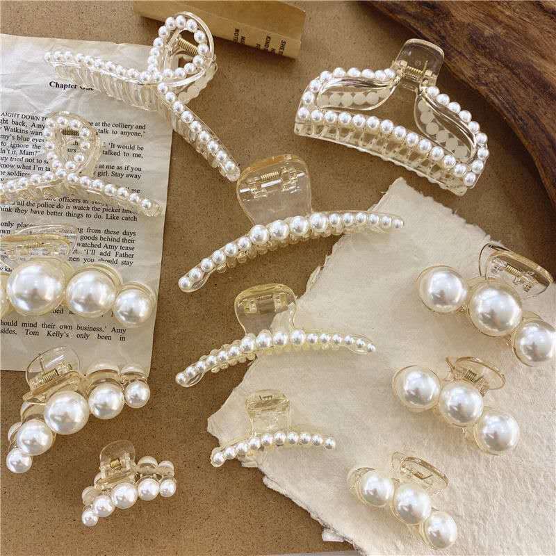 Pearl Plastic Elegant Clamp Korean Hair Claw Clip